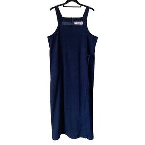 Vintage 90s Kathy Ireland Faux Suede Sleeveless Dress Navy